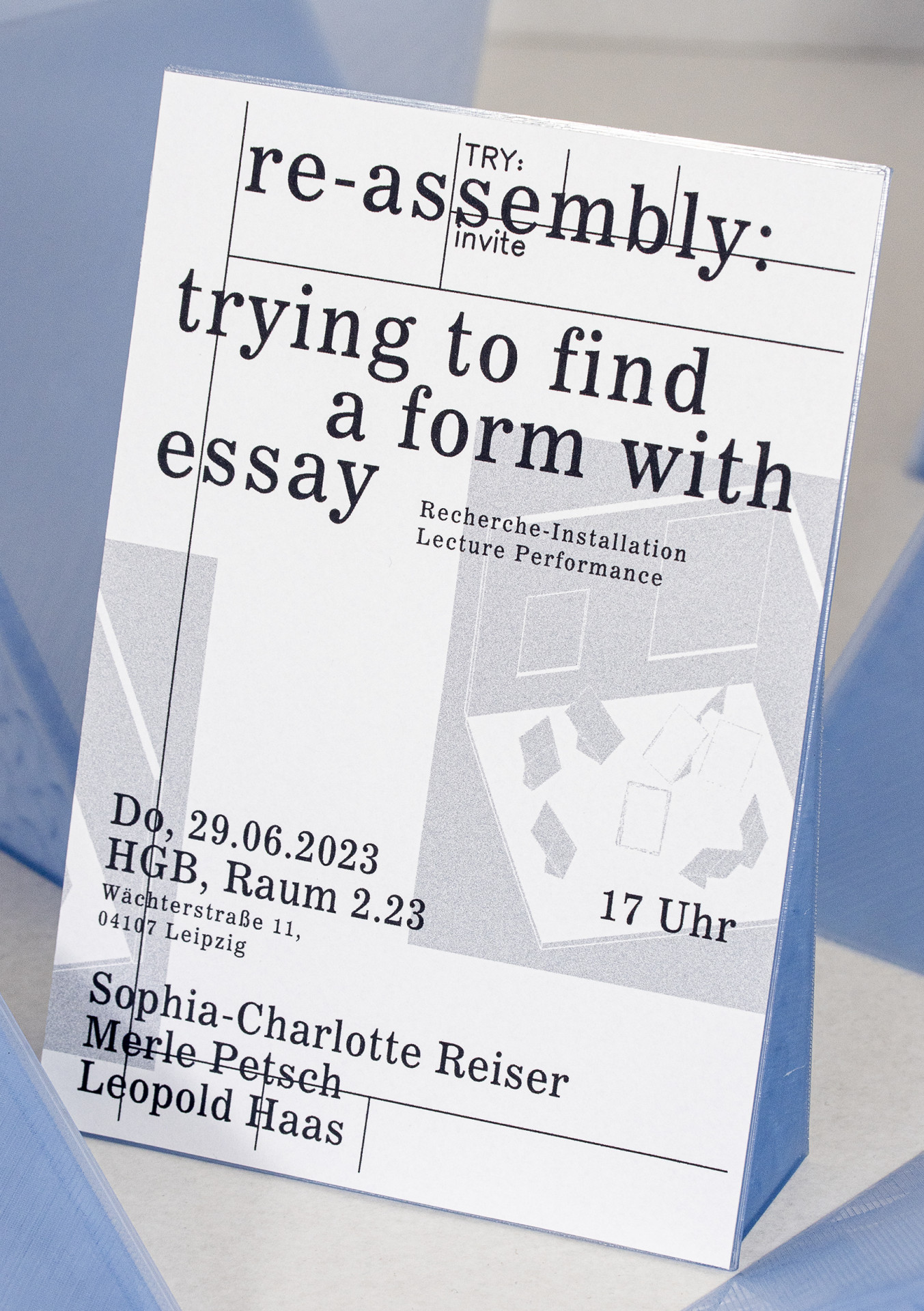 Sophia-Charlotte Reiser, Merle Petsch, Leopold Haas: re-assembly: trying to find a form with essay