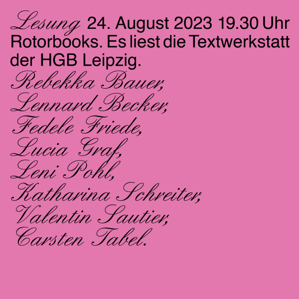 Lesung am 24. August bei Rotorbooks